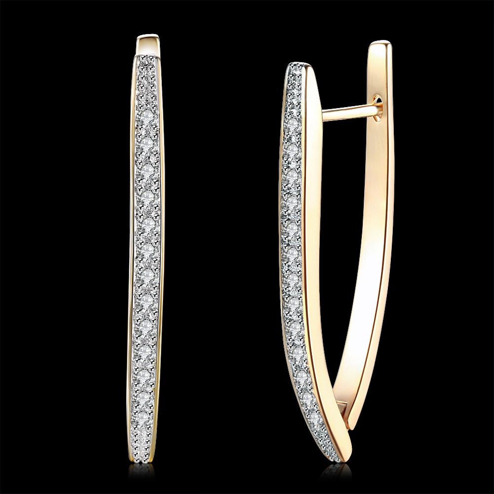 Triangle Hoop Earrings Gold Plate with Cubic Zirconia-Hollywood Sensation®
