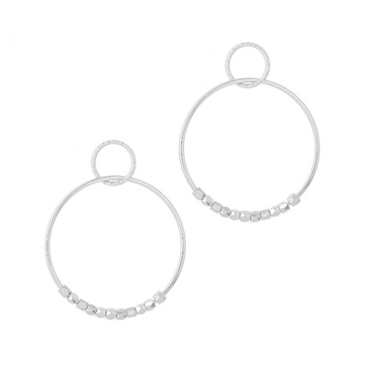 Silver Hoop Dangle Earrings-Hollywood Sensation®