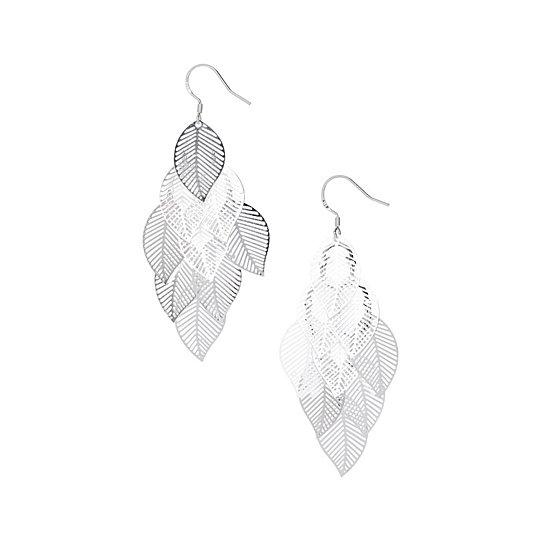 Silver Leaf Dangle Earrings-Hollywood Sensation®