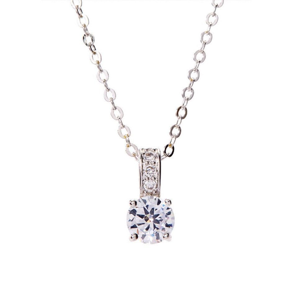 White Gold Cubic Zirconia Pendant Necklace for Women-Hollywood Sensation®