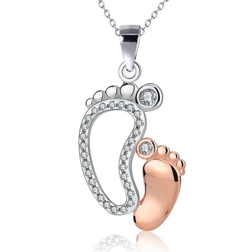 Baby Feet Necklace for Women with Cubic Zirconia - Hollywood Sensation®