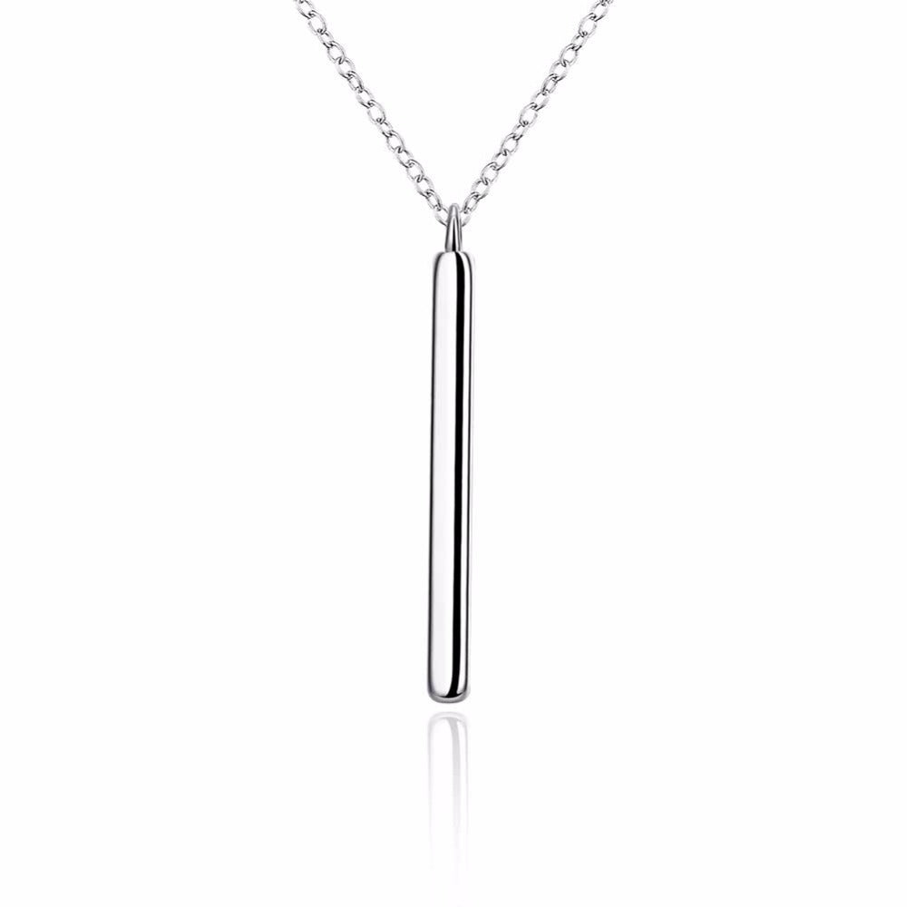 Sterling Silver Vertical Bar Necklace- Vertical Bar Necklace Silver-Hollywood Sensation®