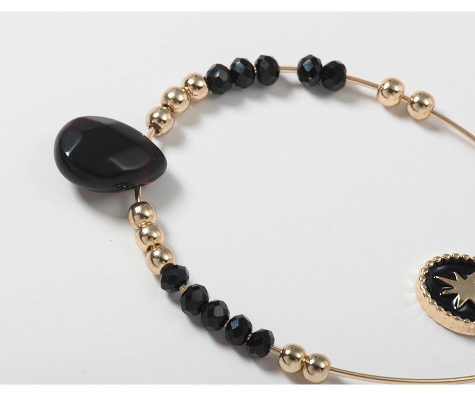 Black and Gold Beaded Hoop Earrings for Women - Hollywood Sensation®