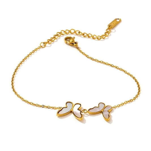 Butterfly Bracelet in Gold with Sea Shell Inlay Bracelet for Women - Hollywood Sensation®
