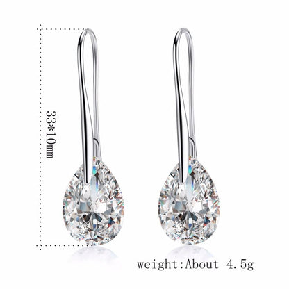 White Gold with Pear Shaped Crystal Dangle Earrings-Hollywood Sensation®