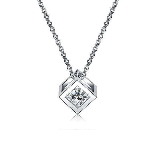 White Gold Necklace with Crystal Pendant for Women Cubic Crystal Necklace-Hollywood Sensation®