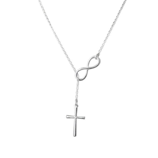 Silver Infinity Cross Necklace-Hollywood Sensation®