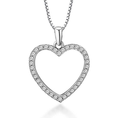Crystal Heart Necklace White Gold with Cubic Zirconia Stones - Hollywood Sensation®