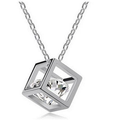 White Gold Necklace with Crystal Pendant for Women Cubic Crystal Necklace-Hollywood Sensation®