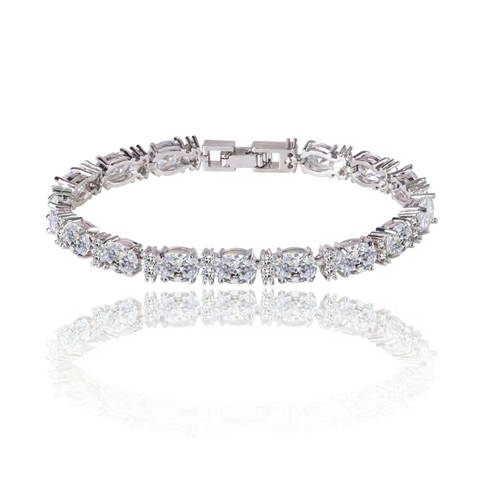 Cubic Zirconia Tennis Bracelet for Women with Oval and Round Cut White Diamond - Hollywood Sensation®