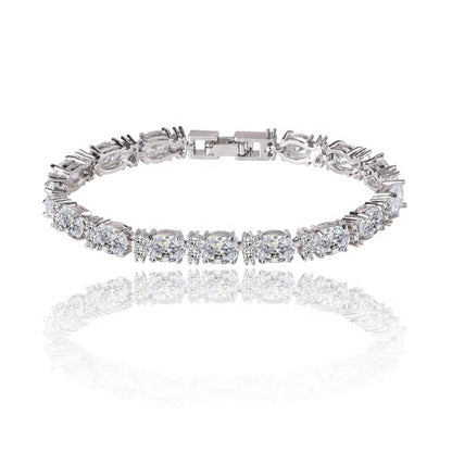 Cubic Zirconia Tennis Bracelet for Women with Oval and Round Cut White Diamond - Hollywood Sensation®