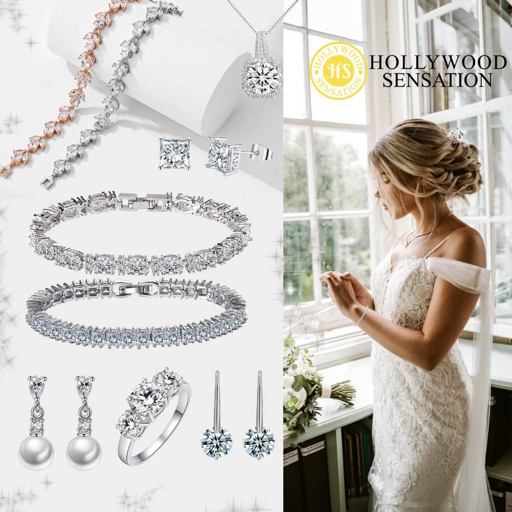 Cubic Zirconia Tennis Bracelet in Silver or Rose Gold with Adjustable Spring Clasp - Hollywood Sensation®
