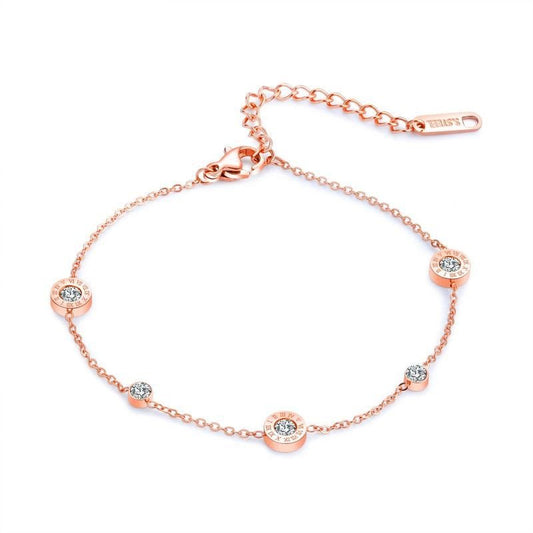 Dainty Rose Gold Bracelet for Women with Five Cubic Zirconia Stones - Hollywood Sensation®