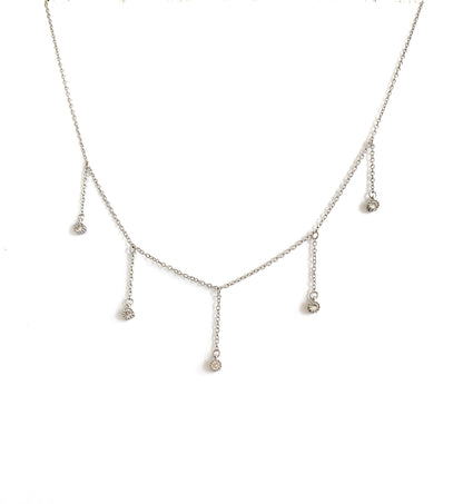 Drop Necklace for Women in Gold or Silver with Five Cubic Zirconia Stone - Hollywood Sensation®
