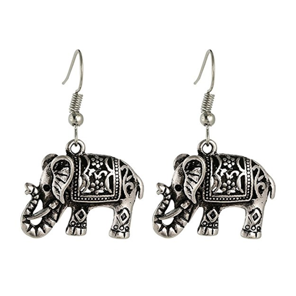 Tibetan Silver Elephant Drop Earrings for Women-Hollywood Sensation®