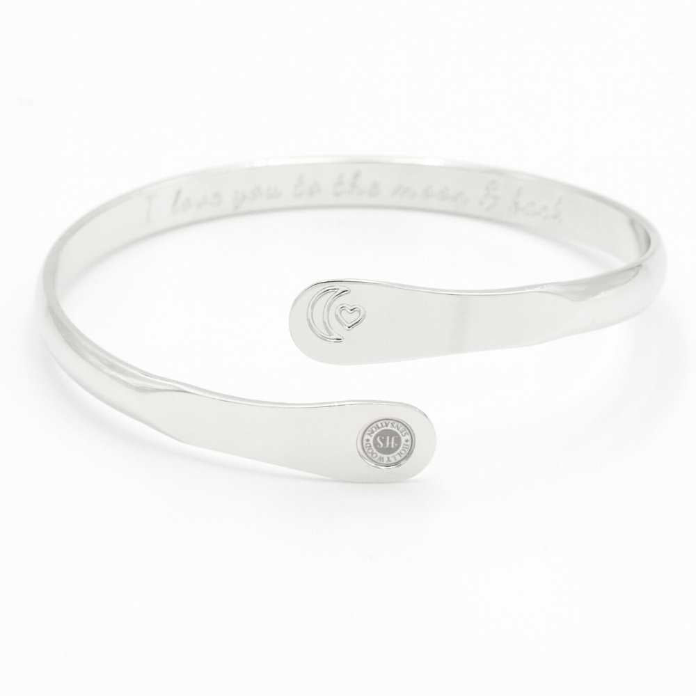 Engraved I love you to the moon and back Bracelet, Moon and Heart Bracelets - Hollywood Sensation®
