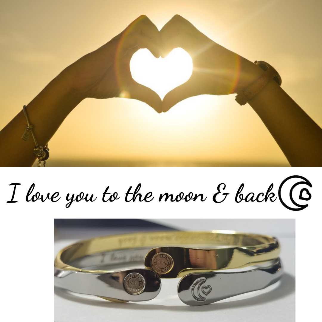 Engraved I love you to the moon and back Bracelet, Moon and Heart Bracelets - Hollywood Sensation®