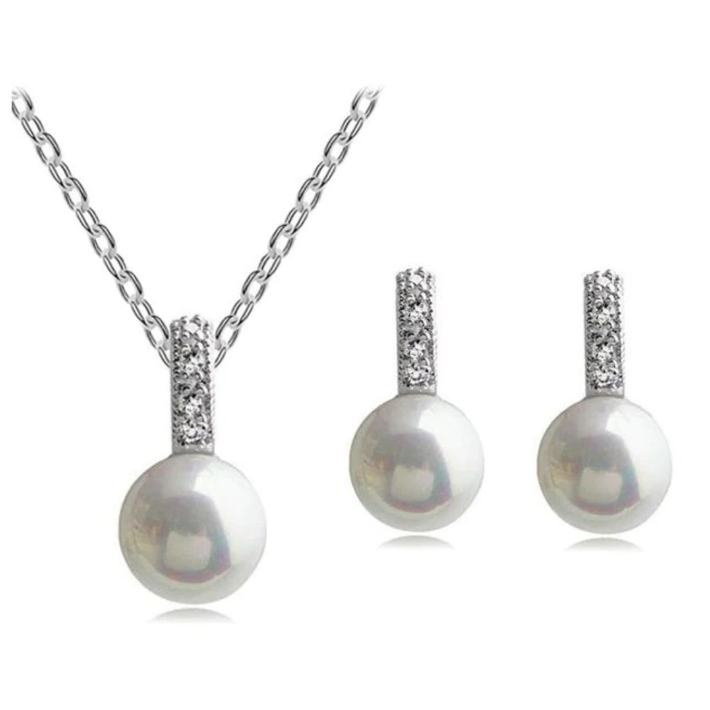 Faux Pearl Necklace and Earring Set-Pearl Necklace Set-Bridal Jewelry Sets - Hollywood Sensation®