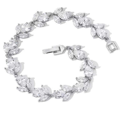 Flower Blossom Cubic Zirconia Tennis Bracelets for Women with Marquise and Oval Cut White Diamond Cubic Zirconia - Hollywood Sensation®