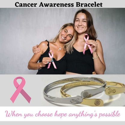 Gold Cancer Awareness Bracelets, Engraved Bracelets When you choose hope anything’s possible- Cancer Awareness Sign - Hollywood Sensation®