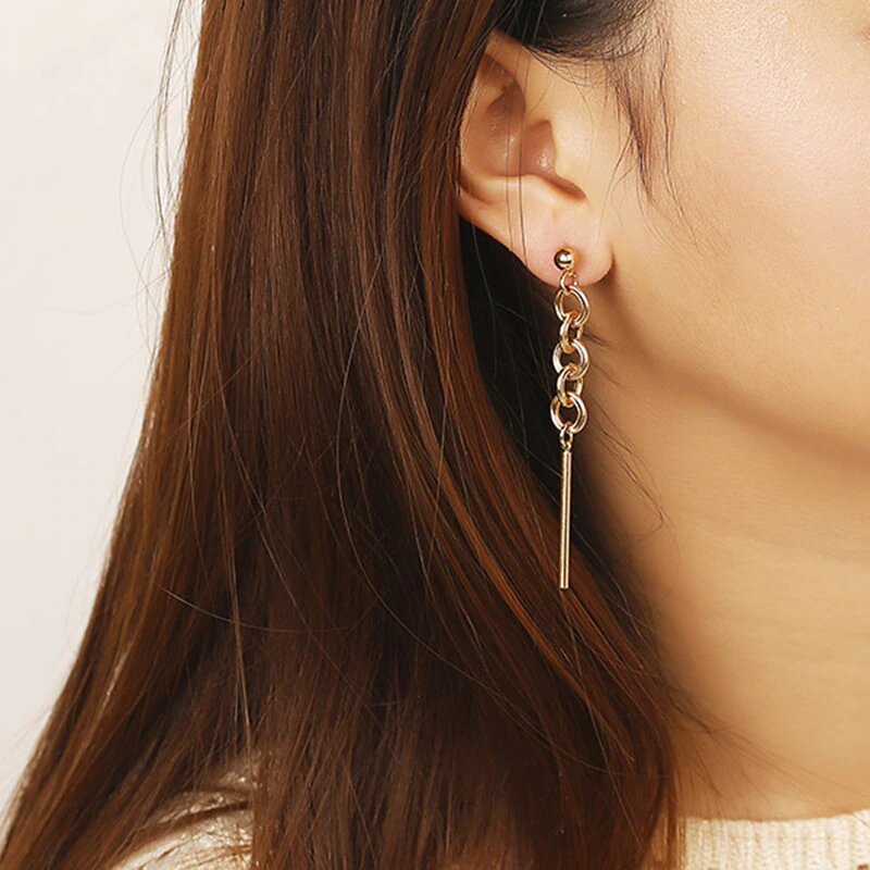 Gold Chain and Bar Drop Dangle Earrings - Hollywood Sensation®