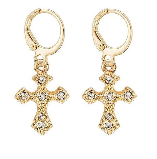 Gold Cross Dangle Earrings for Women - Hollywood Sensation®