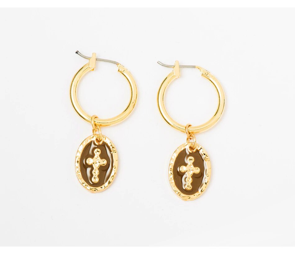 Gold Cross Dangle Earrings for Women - Hollywood Sensation®