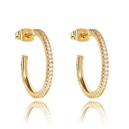 Gold Cubic Zirconia Hoop Earrings - Hollywood Sensation®