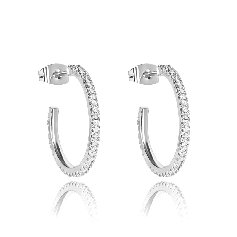 Gold Cubic Zirconia Hoop Earrings - Hollywood Sensation®