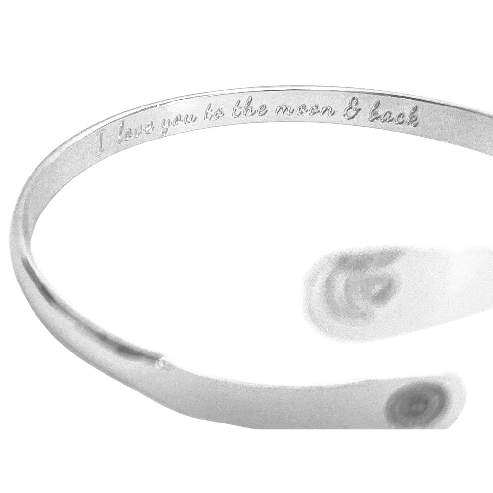 Gold Engraved I love you to the moon and back Bracelet, Moon and Heart Bracelets, - Hollywood Sensation®