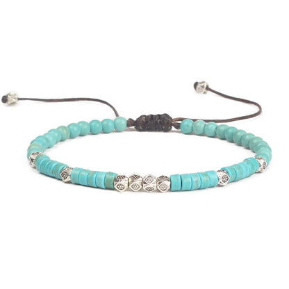 Gold Friendship Bracelet Handwoven with Turquoise Beads - Hollywood Sensation®