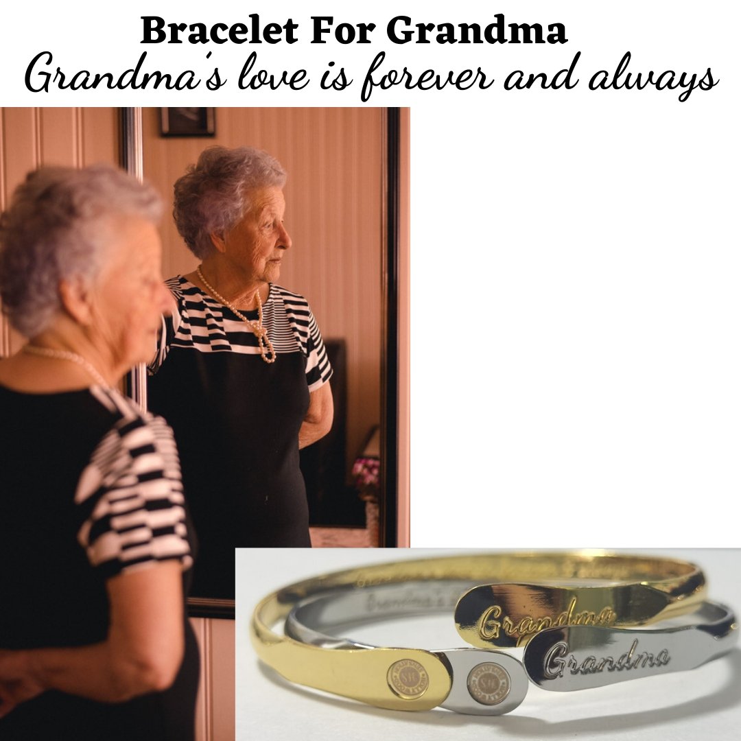 Gold Grandma Bracelets, Engraved Bracelets Grandma’s love is forever & always - Hollywood Sensation®