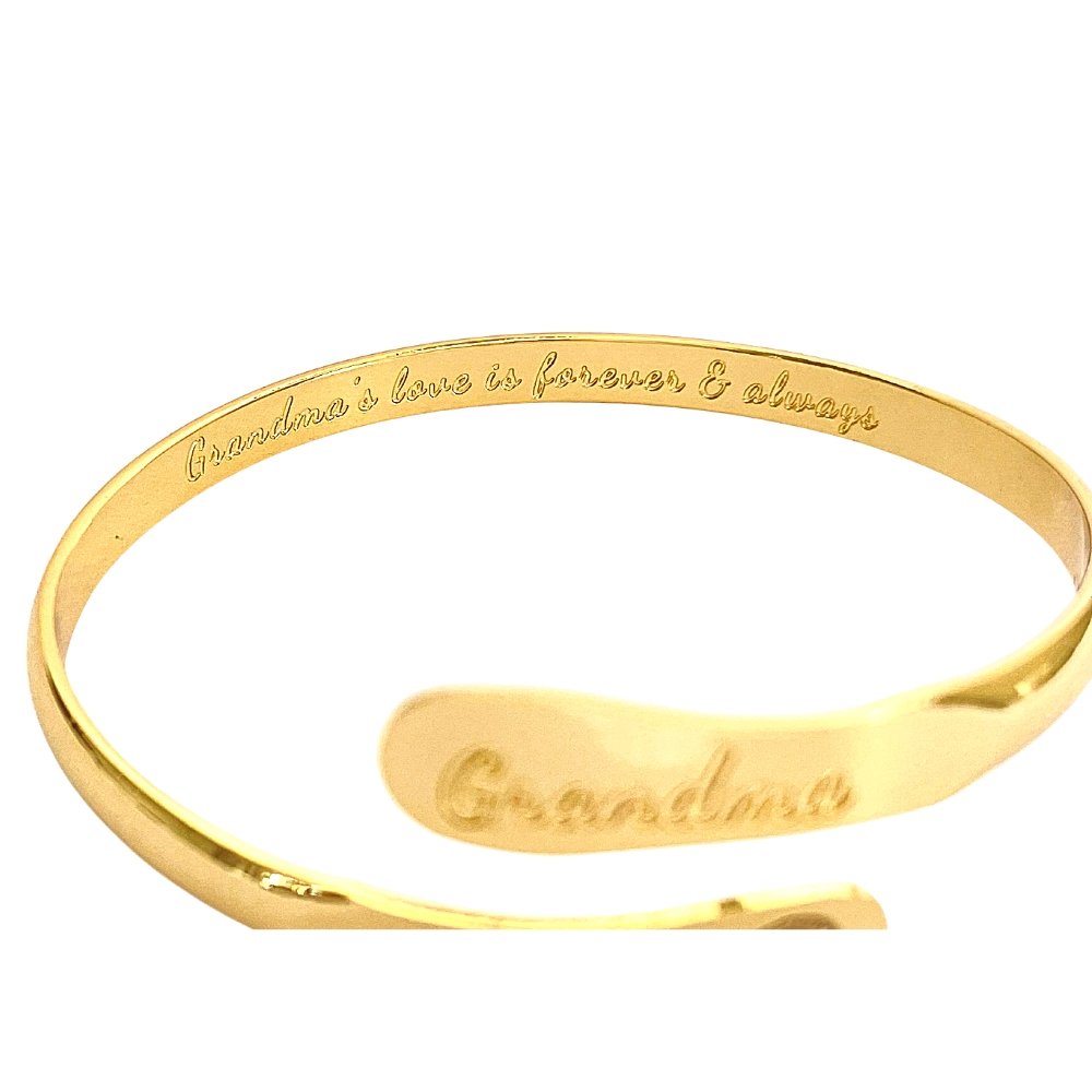 Gold Grandma Bracelets, Engraved Bracelets Grandma’s love is forever & always - Hollywood Sensation®