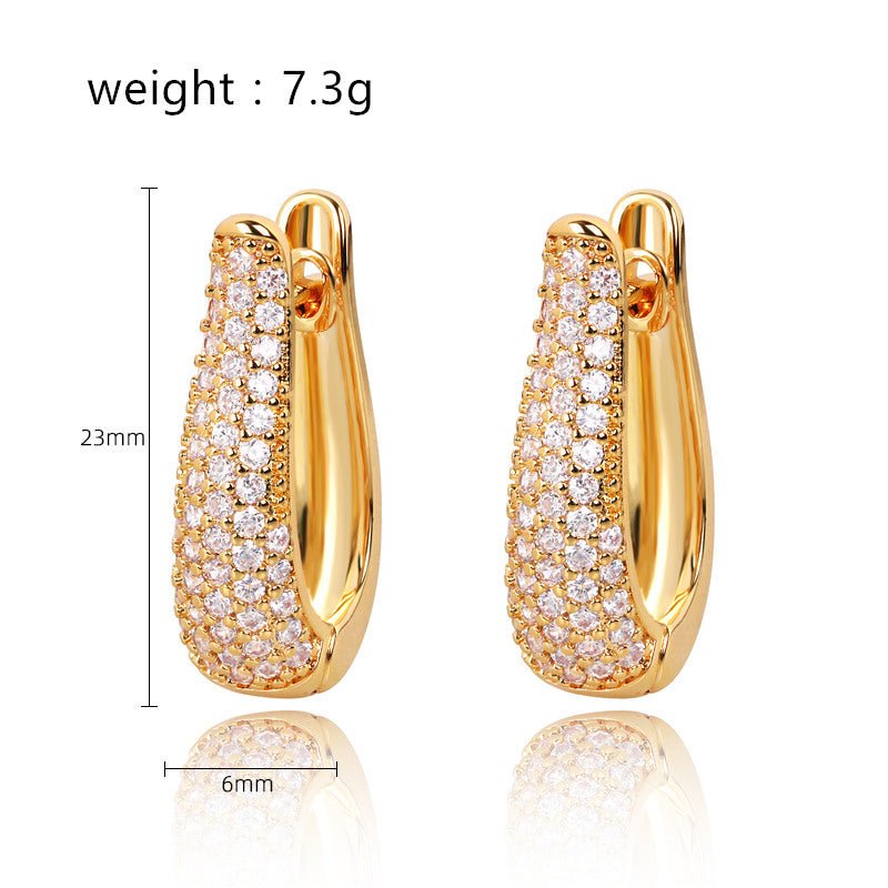 Gold Hinged Hoop Earrings with Cubic Zirconia - Hollywood Sensation®