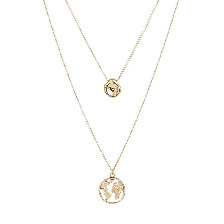 Gold Layer Necklace with Globe Pendant for Women - Hollywood Sensation®