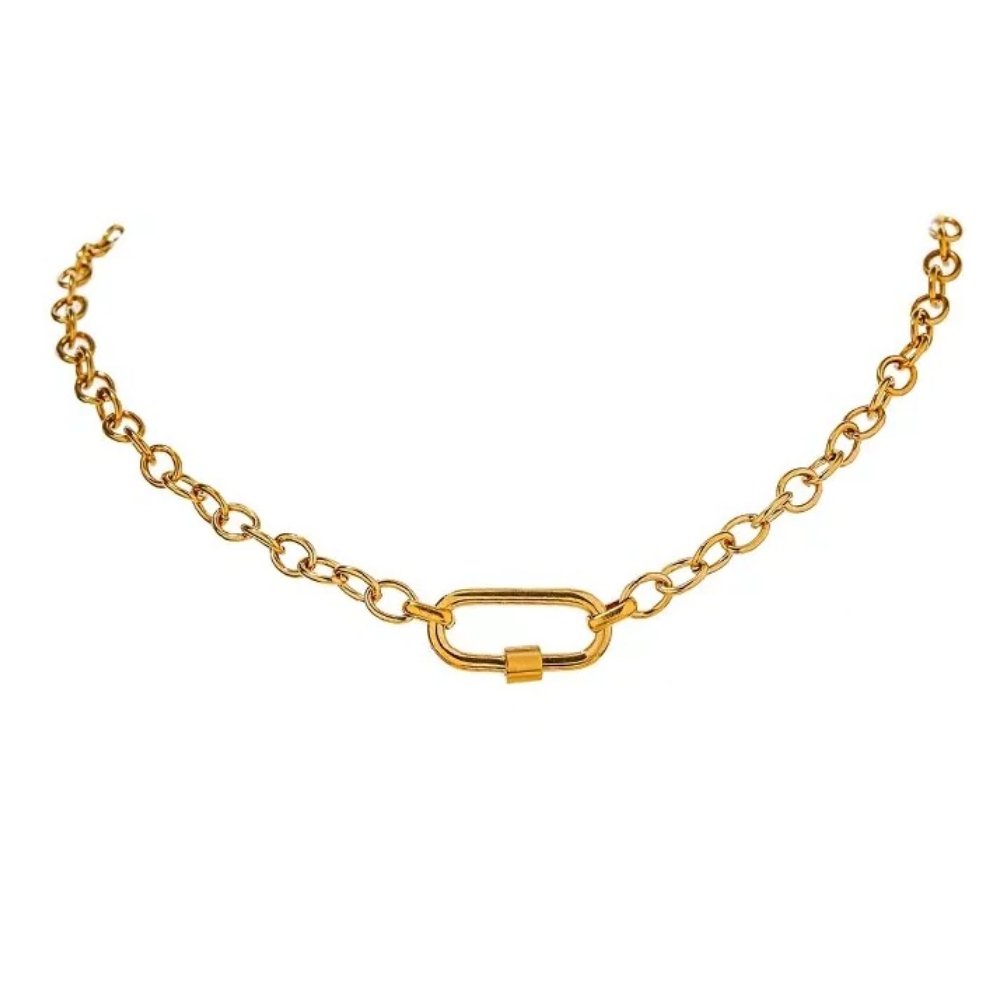 Gold Link Chain with Carabiner Necklace - Hollywood Sensation®