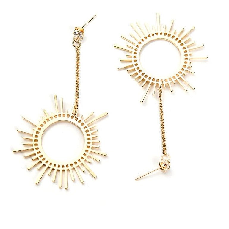 Gold Sun Dangle Earrings for Women - Hollywood Sensation®
