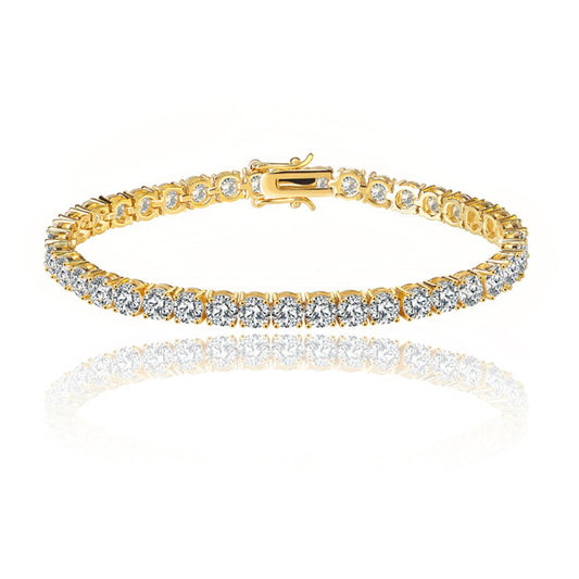 Gold Tennis Bracelet for Women with 1/8 CT White Diamond Cubic Zirconia - Hollywood Sensation®