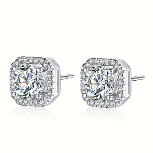 White Gold Crystal Stud Earrings for Women-Hollywood Sensation®