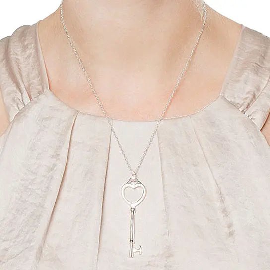 Vintage Sterling Silver Heart Lock & Key Necklace - Ruby Lane