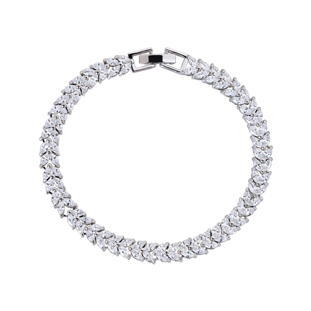Heart Cubic Zirconia Tennis Bracelet for Women with Marquise Cut White Diamond Cubic Zirconia Stones - Hollywood Sensation®
