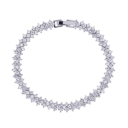 Heart Cubic Zirconia Tennis Bracelet for Women with Round Cut White Diamond Cubic Zirconia - Hollywood Sensation®