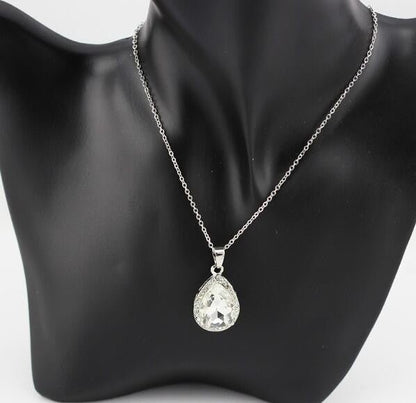 Large Crystal Teardrop Pendant Necklace for Women - Hollywood Sensation®