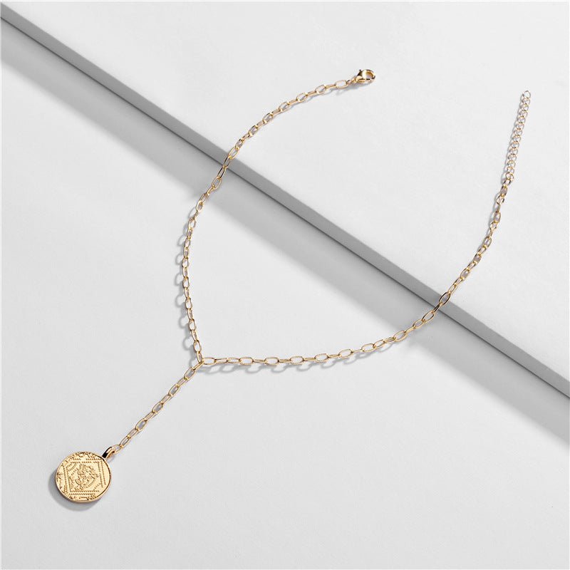 Lariat Necklace with Gold Coin Pendant Necklace for Women - Hollywood Sensation®