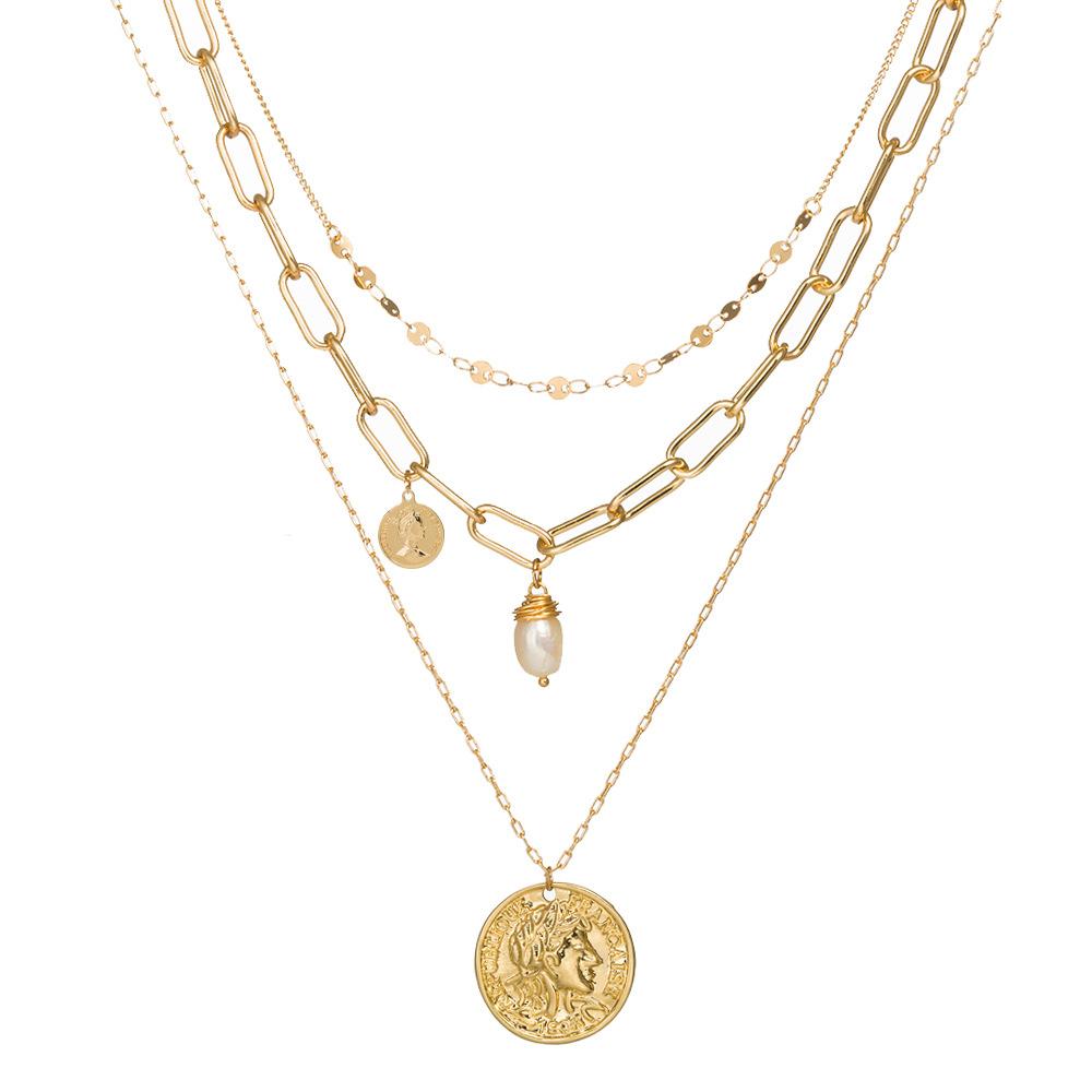 Layered Necklace with Gypsy Coin-Hollywood Sensation's Three Layer Necklace - Hollywood Sensation®