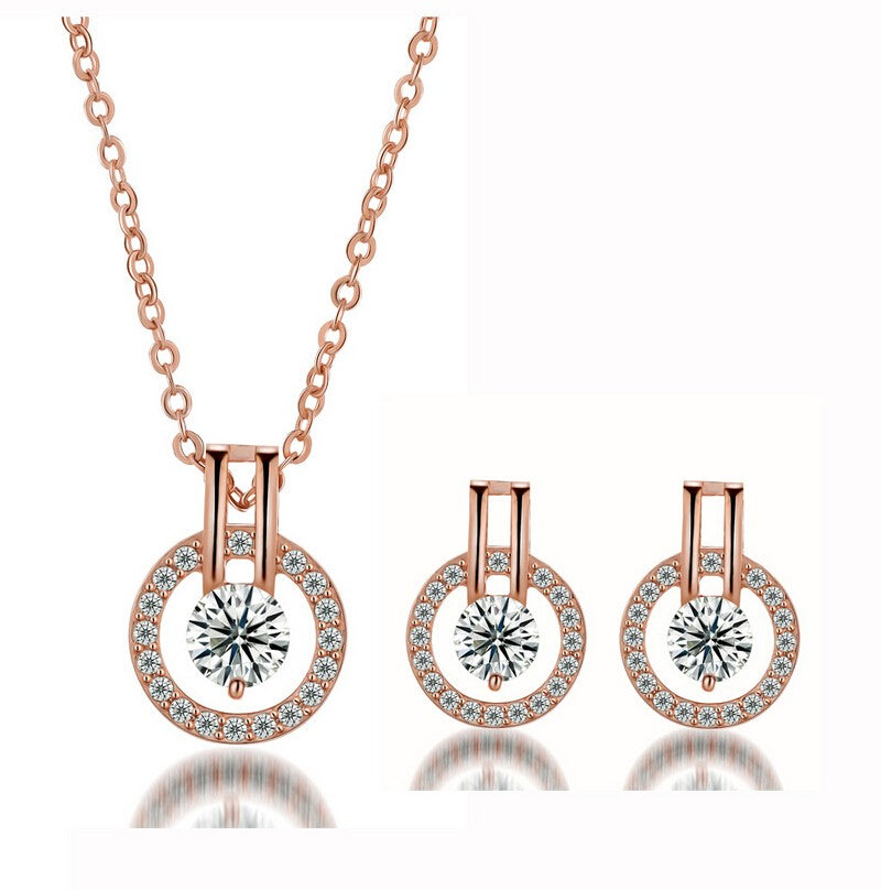 Silver Cubic Zirconia Necklace and Earring Set for Women-Hollywood Sensation®