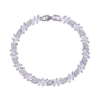 Marquise and Rhomboid Cubic Zirconia Tennis Bracelet for Women with White Diamond Cubic Zirconia - Hollywood Sensation®