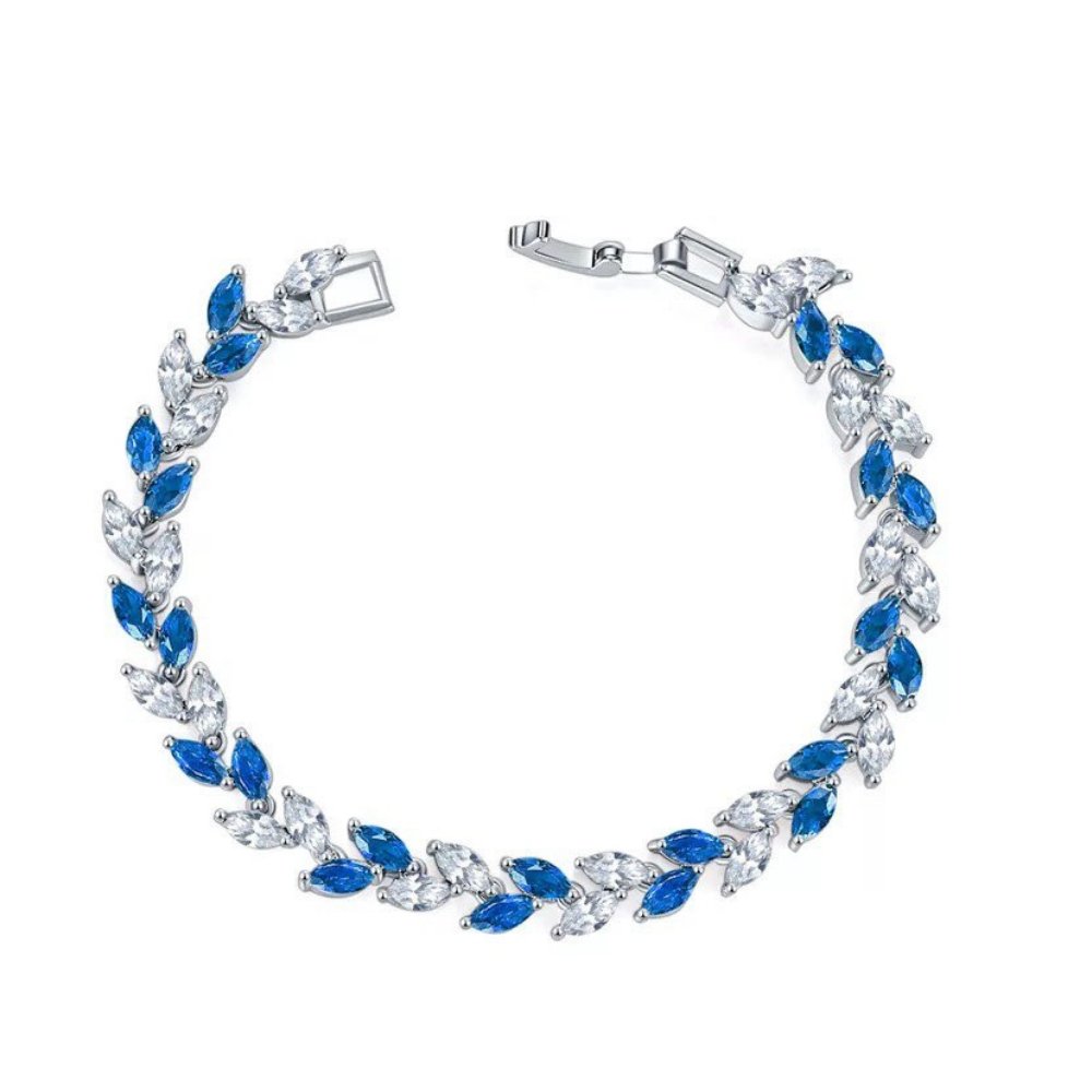 Marquise Cubic Zirconia Tennis Bracelets with Blue Sapphire and White Diamond Cubic Zirconia - Hollywood Sensation®