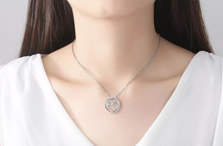 Mom Necklace Heart Circle Of Love Silver Finished Necklace - Hollywood Sensation®