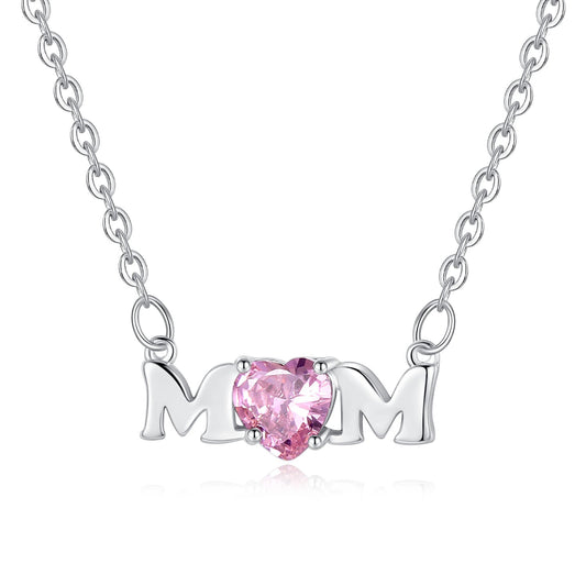 Mom Necklace with Pink Cubic Zirconia - Hollywood Sensation®
